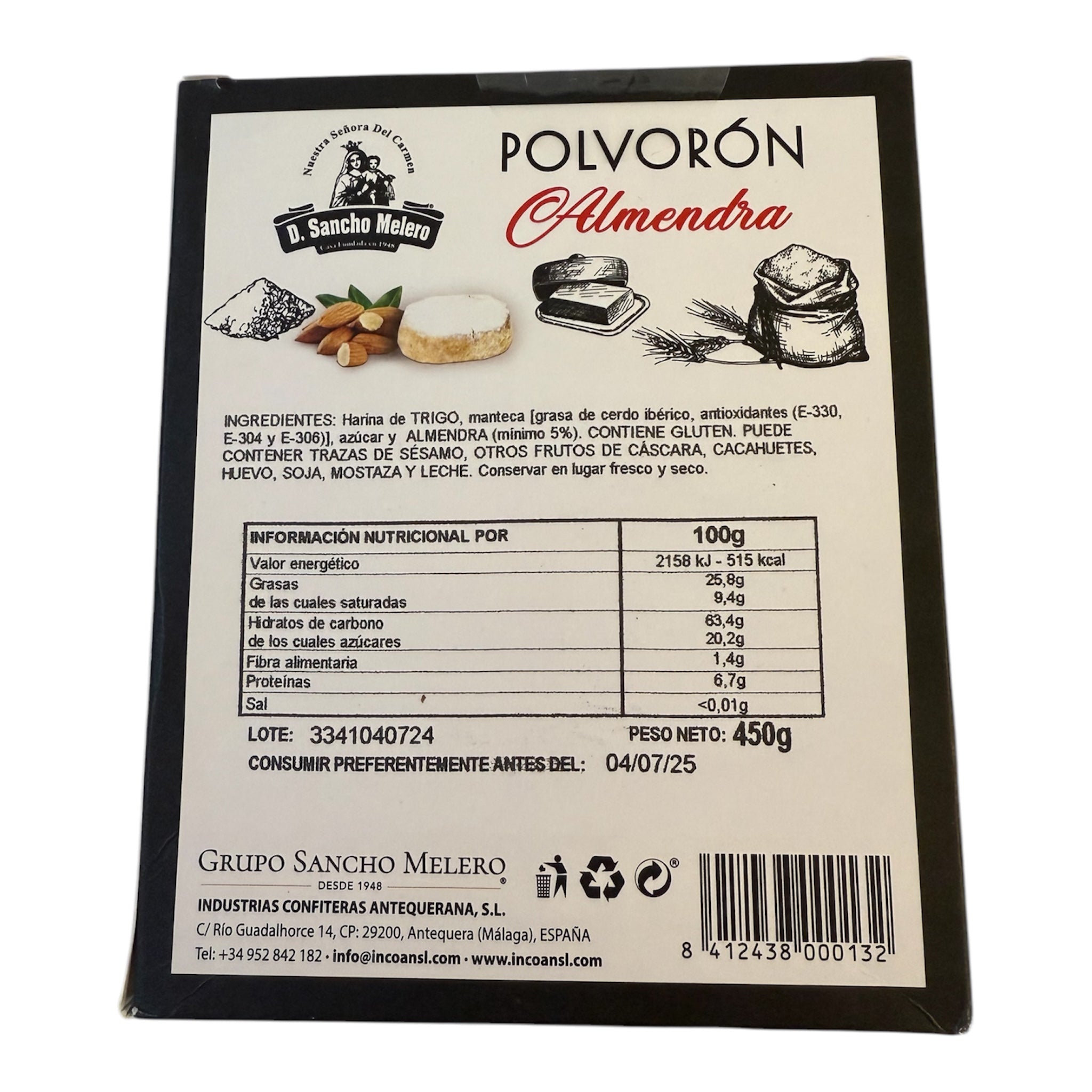 Polvoron Almendra - Almond Polvorones - 450g